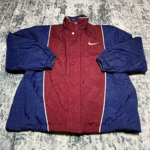 Kids Nike Windbreaker Jacket Burgundy Blue White Stripe Size‎ L 10-14